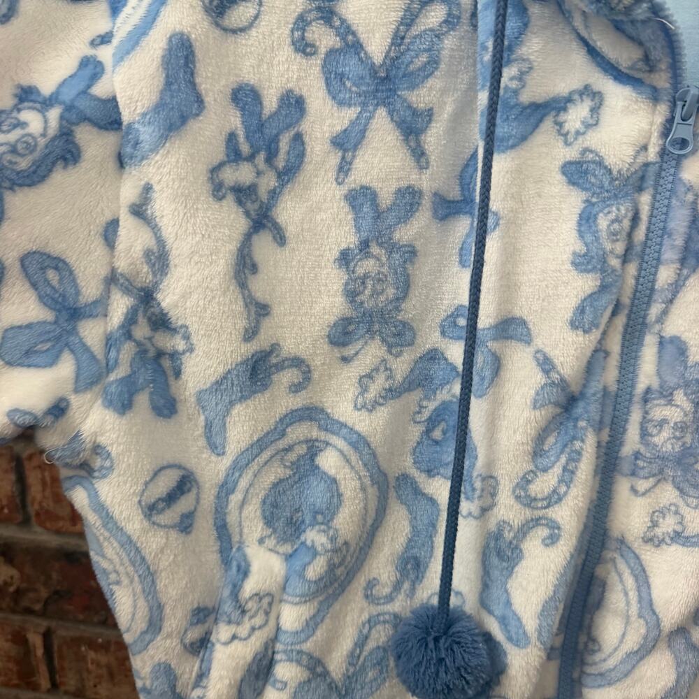 The Grinch Soft Fleece Printed Hoodie Full Zip Size XL Coquette Toile Blue White - Picture 5 of 6